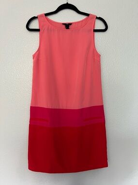 H&M Pink and Red Colorblock Sleeveless Shift Dress